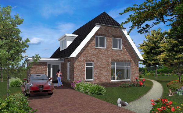 Nieuwbouw traditionele betaalbare vrijstaande woning met levensloop bestendige plattegrond