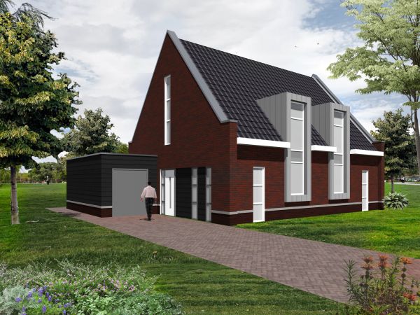 Nieubouw statige klassiek notaris 2 onder 1 kap woning | architect B&V Bouwmeesters te Steenwijk