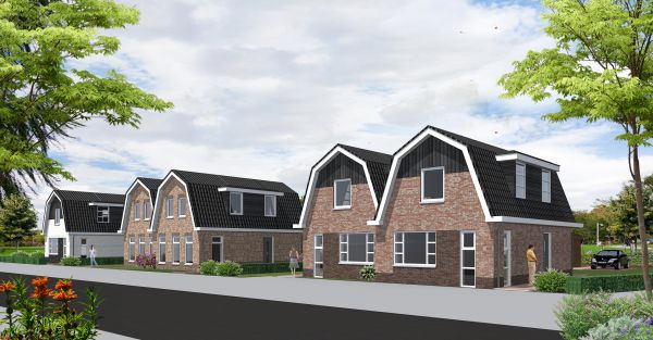 Nieuwbouw woningen met mansarde daken te Wittepaarden