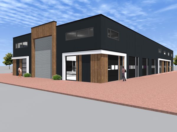 Concept bedrijfsverzamelgebouw omgeving Nunspeet door architect B&V Bouwmeesters